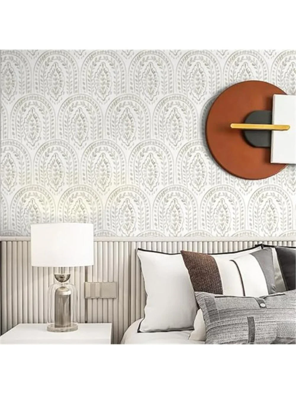 Boho Peel Stick Wallpaper Removable Vinyl Beige Leaf Arch Bedroom Bathroom